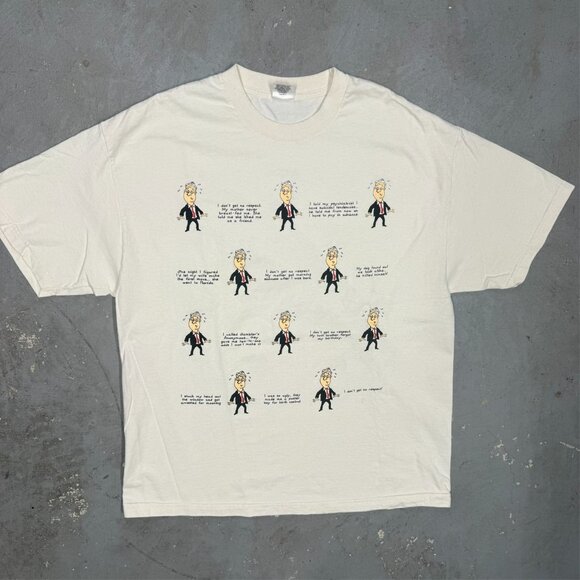 Vintage 90s Man Joke Graphic TShirt White Cotton Made in USA XL - Picture 2 of 6